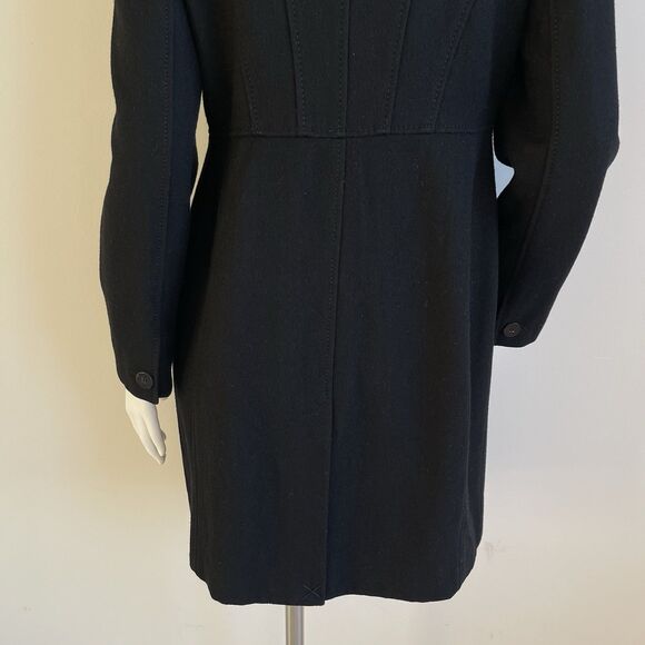 Kenneth Cole Reaction Wool Blend Black Long Pea Coat Women's 2 Preppy Old Money - Picture 9 of 16